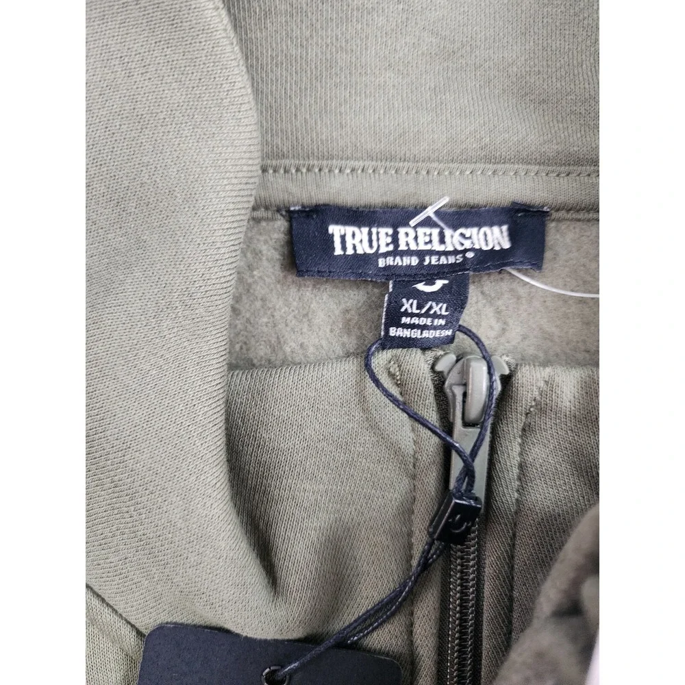 True Religion sweatshirt adult Extra Large XL zip green 108306 relaxed $129 mens
